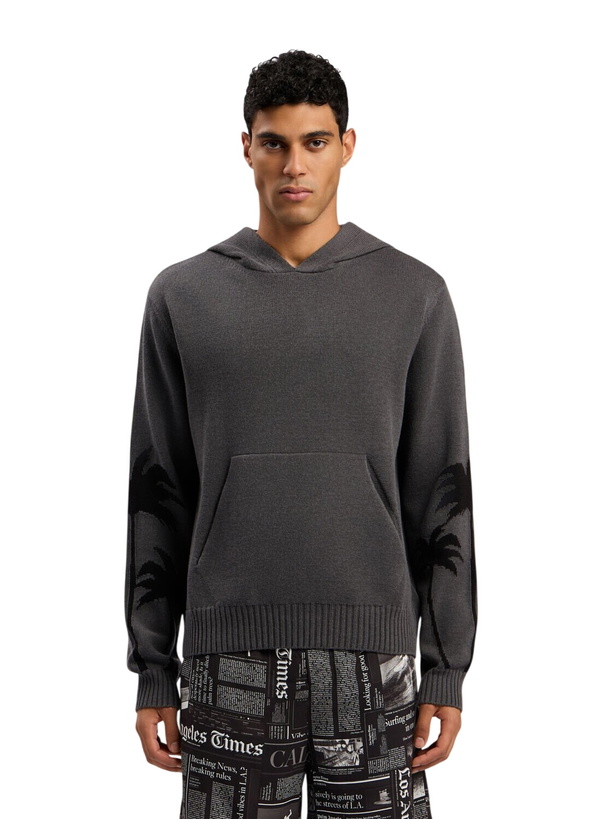 Photo: Palm Angels Back Palms Knit Hooded Sweatshirt