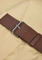 Tory Burch Belted Straight-leg Cotton-twill Trousers Khaki