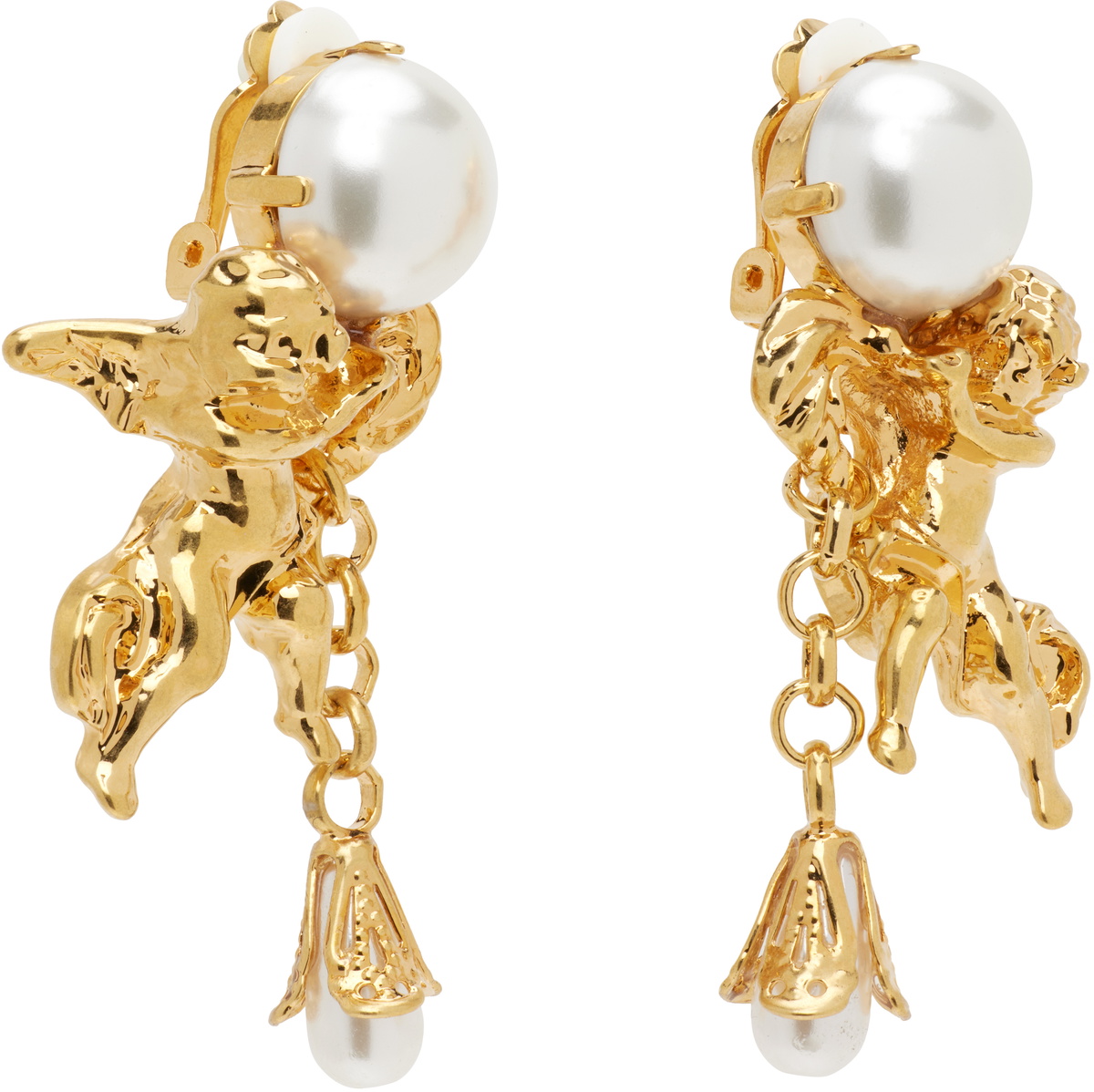 Balmain Agnes Baroque Brass Clip-on Earrings