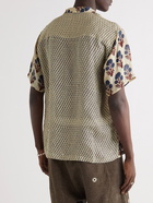 Karu Research - Camp-Collar Panelled Printed Linen Shirt - Neutrals