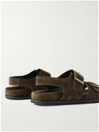 Mr P. - David Buckled Regenerated Suede by evolo® Sandals - Brown