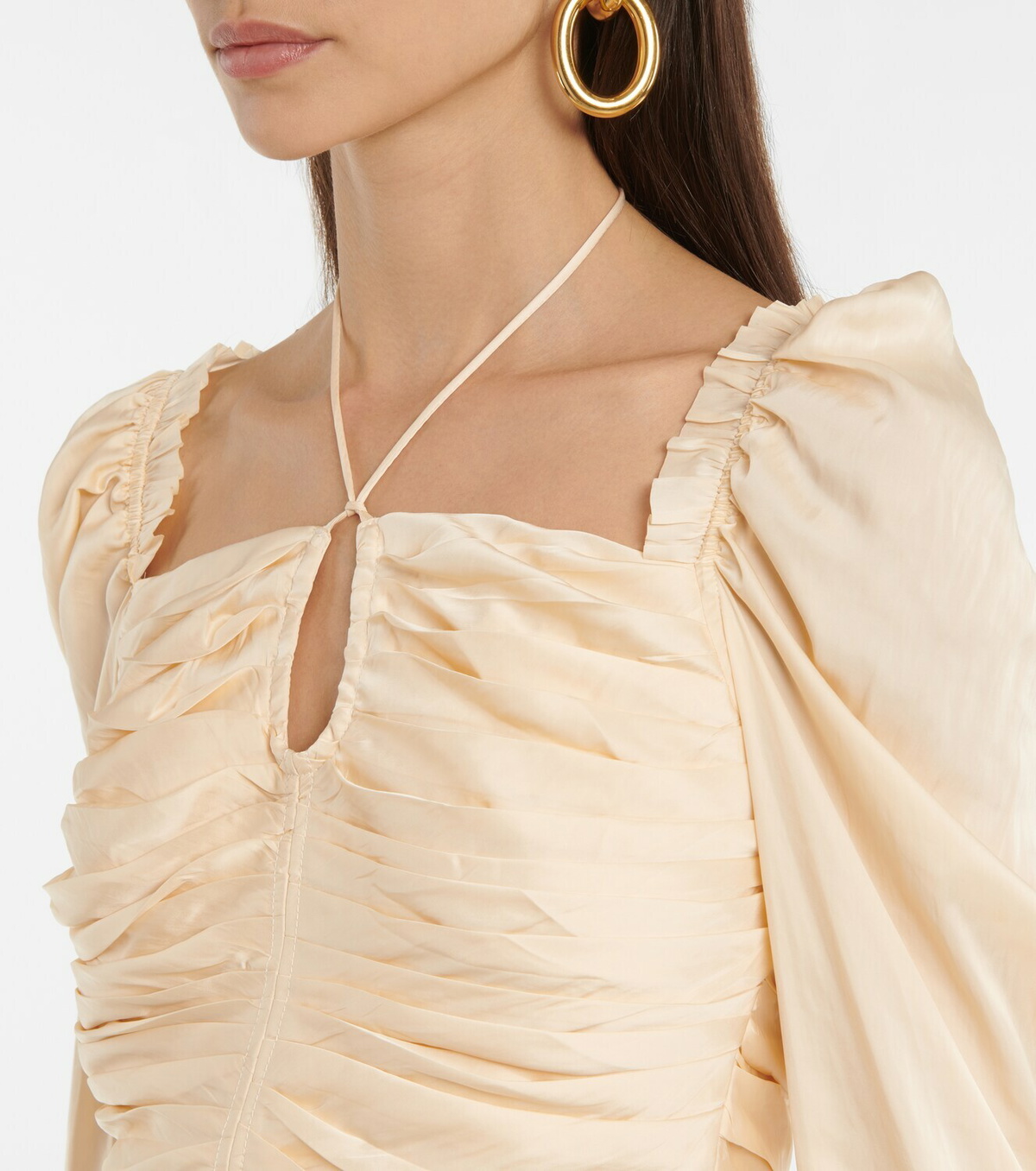 Ulla Johnson Mirelle ruched satin halterneck top