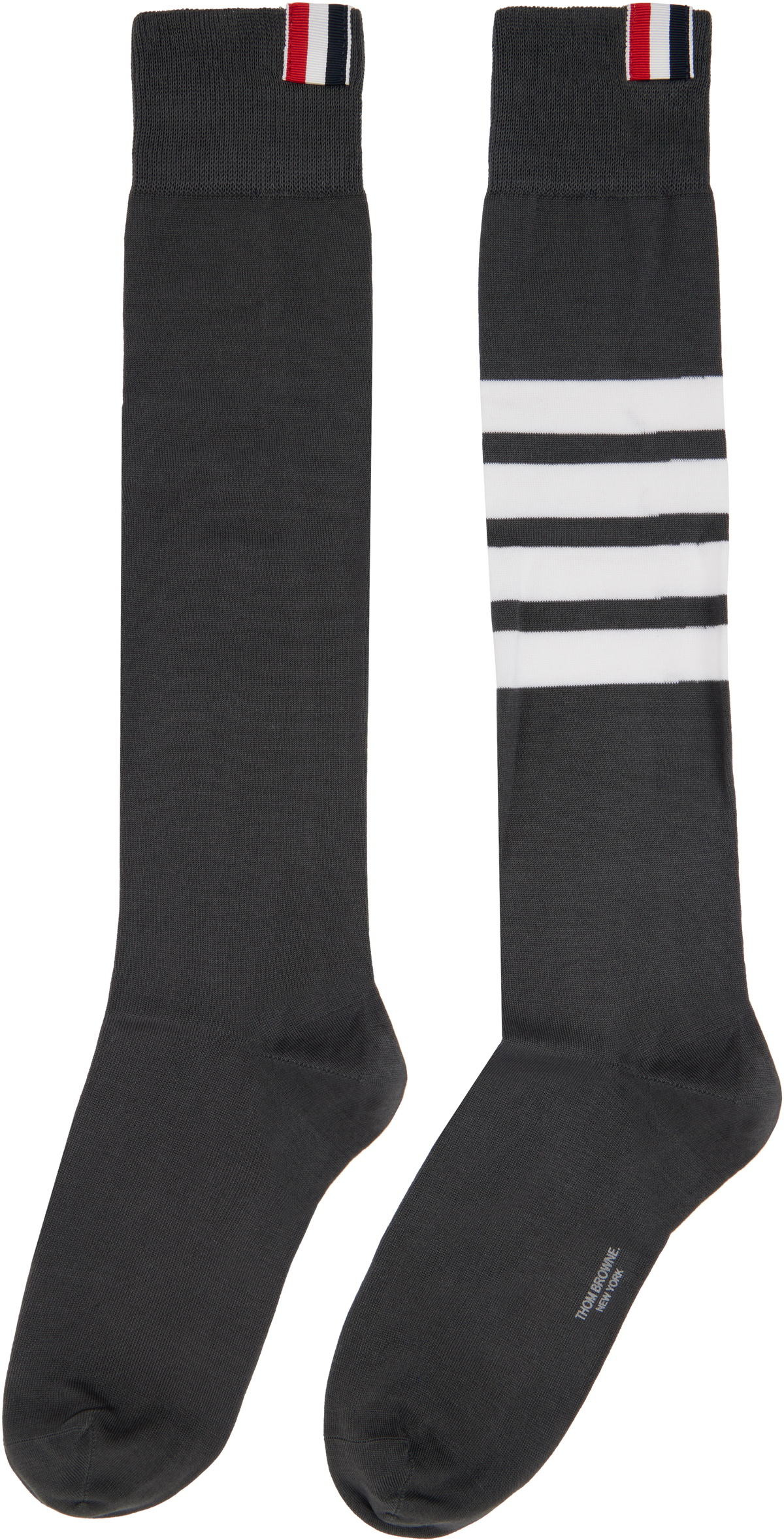 【関税込み】Thom Browne グレー 4-Bar Over The Calf ソックス Thom Browne Gray 4-Bar Over The Calf Socks Thom Browne