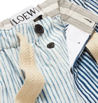 Loewe - Wide-Leg Striped Crepe Drawstring Bermuda Shorts - Blue