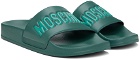 Moschino Green Rubber Logo Pool Slides