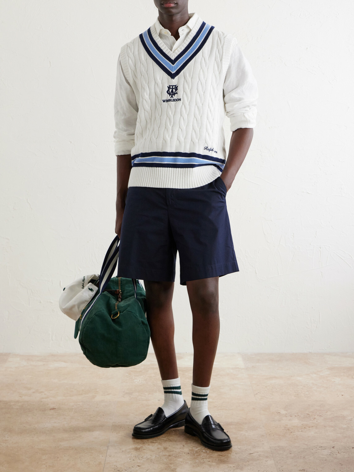 Polo Ralph Lauren - Wimbledon Logo-Embroidered Knitted Cotton Vest - Neutrals