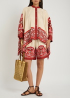 LA Double J Palazzo Printed Silk-twill Shorts Multicoloured