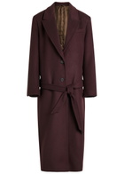 The Attico Belted Wool-blend Coat Burgundy