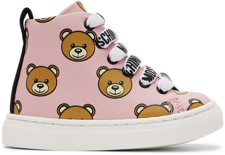 Photo: Moschino Baby Pink Teddy Print High Sneakers