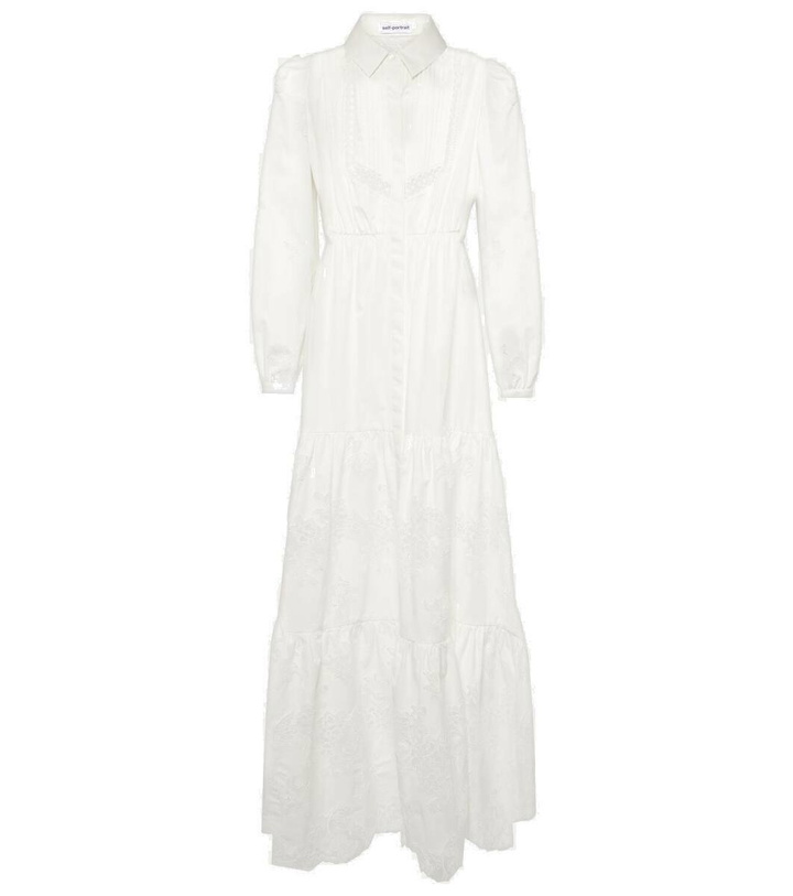 Photo: Self-Portrait Lace-trimmed cotton maxi dress