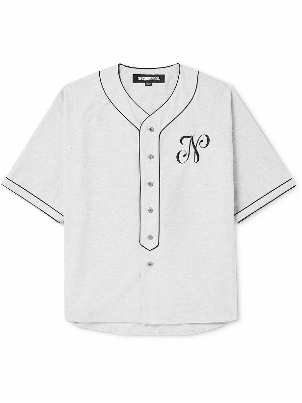 Photo: Neighborhood - Oversized Logo-Embroidered Cotton-Jersey Shirt - Gray