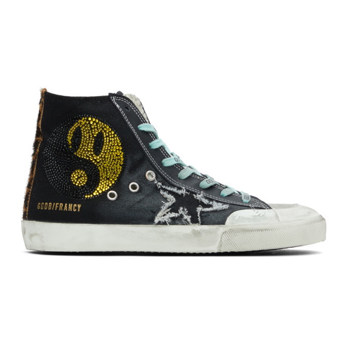 Photo: Golden Goose Black Francy Penstar Classic High-Top Sneakers