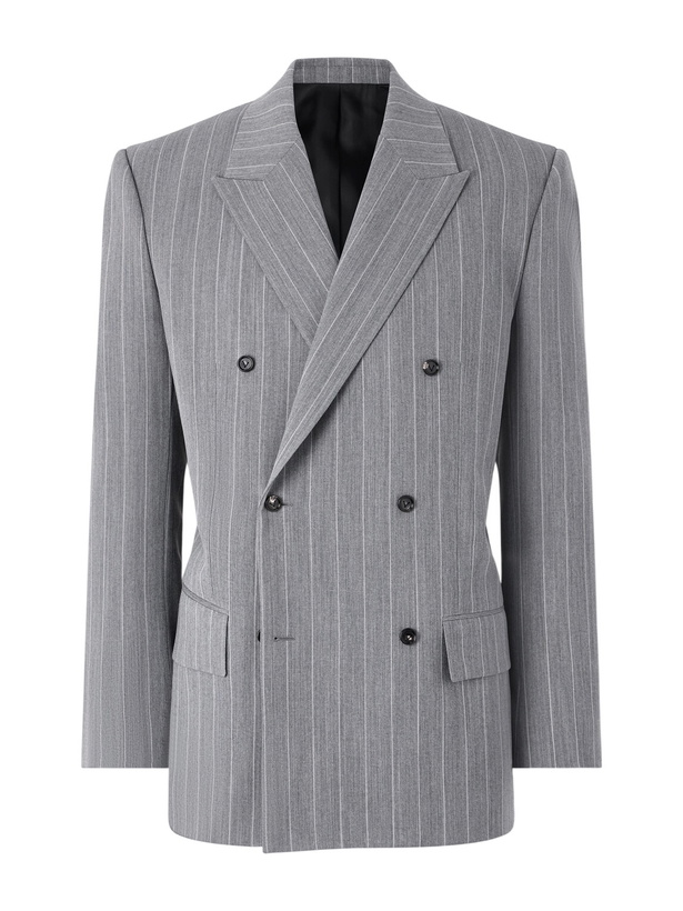 Photo: Bottega Veneta - Pinstriped Wool Blazer - Gray