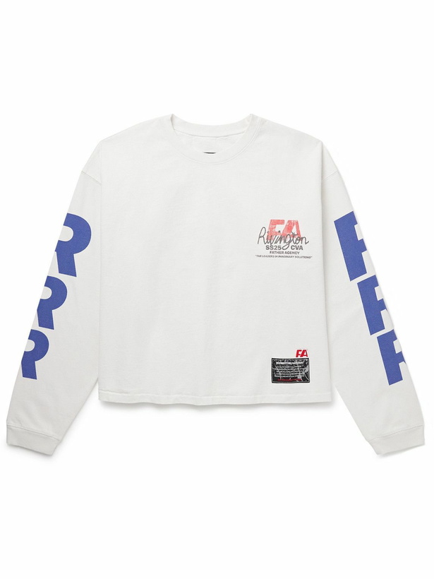 Photo: RRR123 - FA.CO Cropped Logo-Print Cotton-Jersey T-Shirt - White