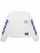 RRR123 - FA.CO Cropped Logo-Print Cotton-Jersey T-Shirt - White