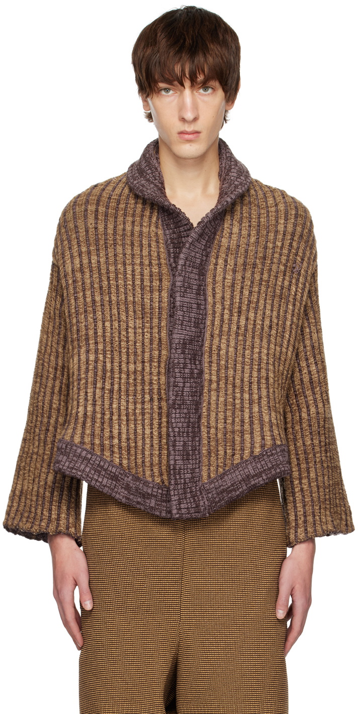 トップス ISA BOULDER Urban Comfy Cardigan in Blue Isa Boulder SSENSE Exclusive Khaki & Purple Survival Reversible