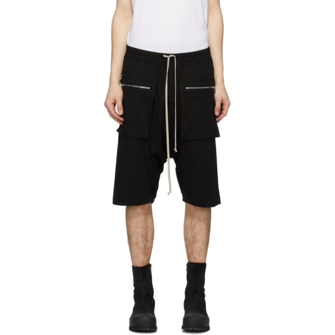 Photo: Rick Owens Drkshdw Black Drawstring Cargo Pods Shorts