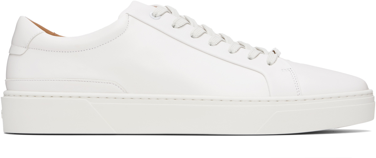 BOSS White Gary Leather Low-Top Sneakers