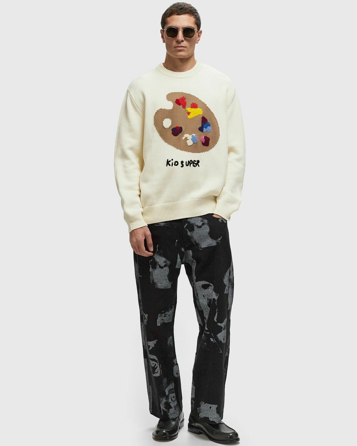 Kid Super Studios Paint Palette Knit Sweater White Pullovers