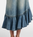 Alaïa Ruffled denim wrap skirt