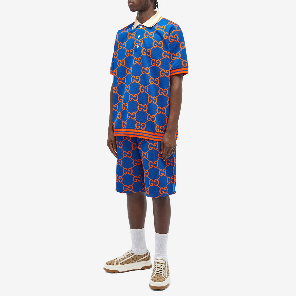 Gucci Men's Jumbo GG Polo Shirt in Blue Gucci