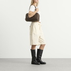 MARGESHERWOOD Women's Soft Boston Bag in Washed Brown Embossed Pull-Up 