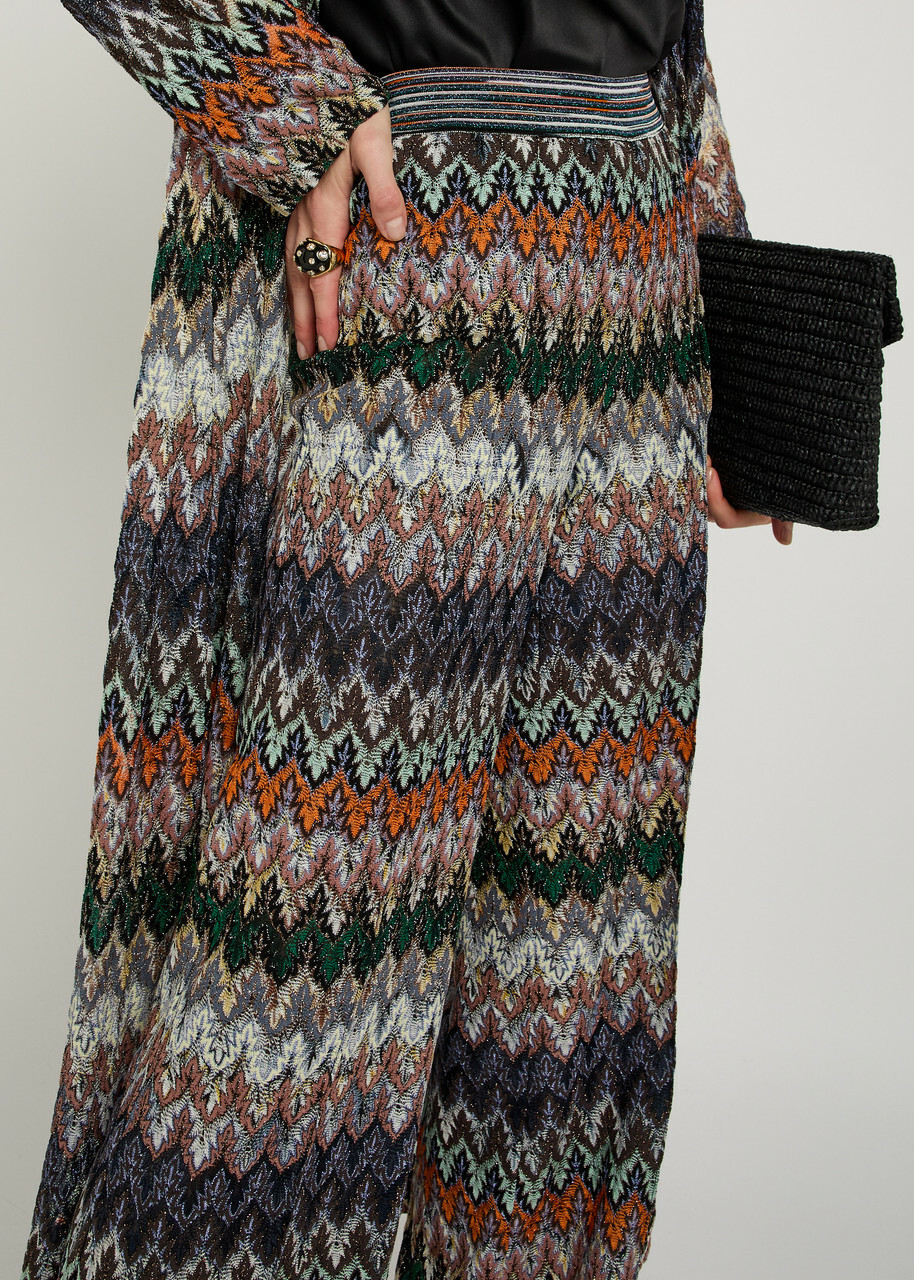 Missoni Chevron Fine-knit Wide-leg Trousers Multicoloured
