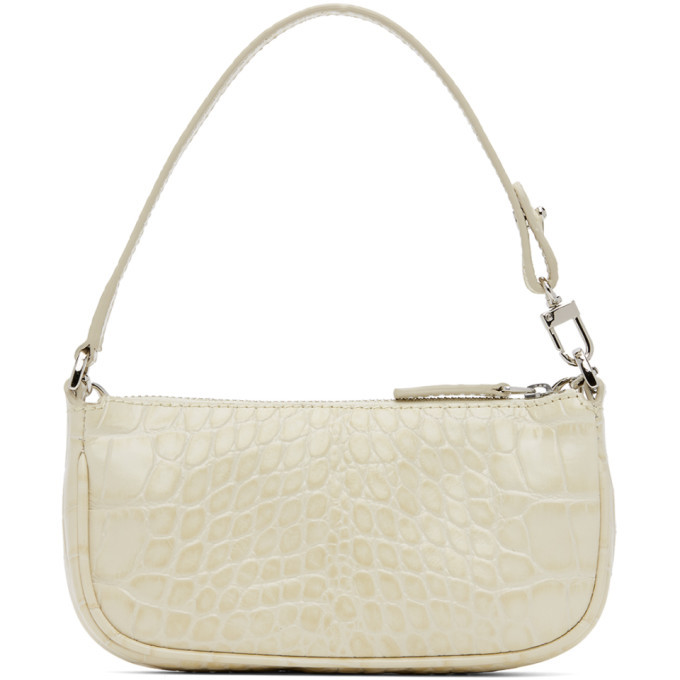 BY FAR Off-White Croc Mini Rachel Bag By Far