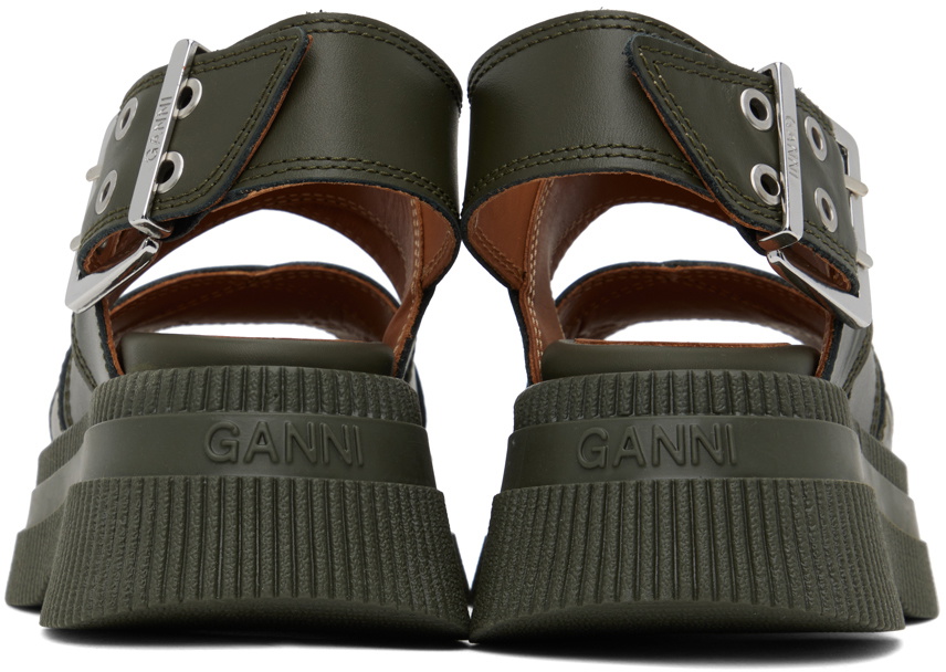 GANNI Khaki Platform Sandals GANNI