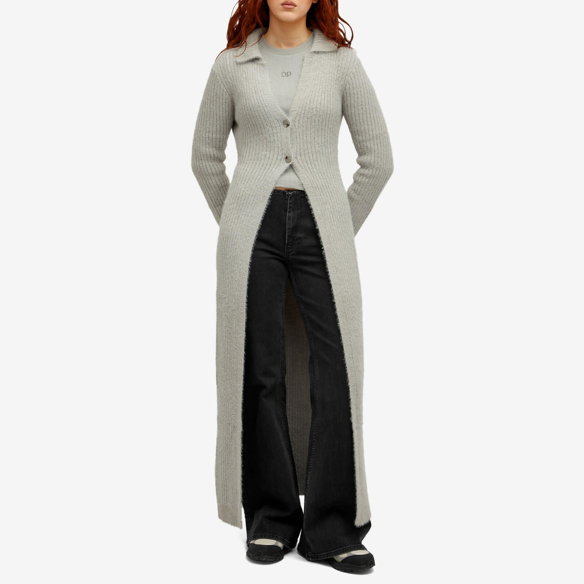 Daily Paper Women's Fluffy Long Cardigan in Ultimate Gray