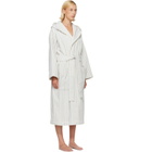 Tekla White & Blue Terry Hooded Bathrobe