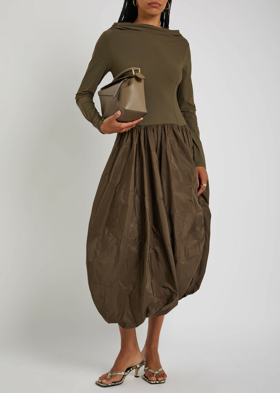 High Audacious Stretch-jersey and Shell Midi Dress Brown