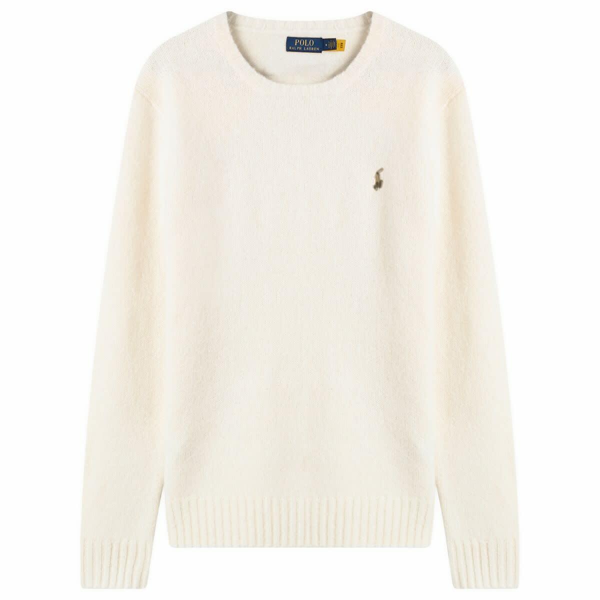 Polo Ralph Lauren Men's Brushed Shetland Knit Jumper in Cream Tonal