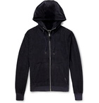 TOM FORD - Cotton-Blend Velvet Zip-Up Hoodie - Blue