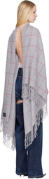 Jean Paul Gaultier Gray Back Closure Scarf Draped Blouse