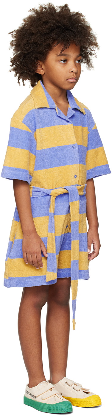 Repose AMS Kids Blue & Tan Striped Jumpsuit
