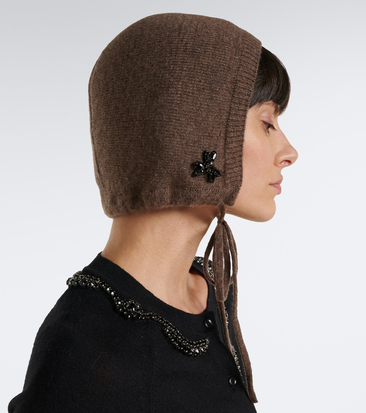 Simone Rocha Turbo embellished cashmere hood