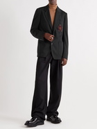 Dolce & Gabbana - Logo-Appliquéd Virgin Wool-Blend Jersey Blazer - Black