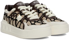 Valentino Garavani Beige & Brown One Stud XL Low-Top Sneakers