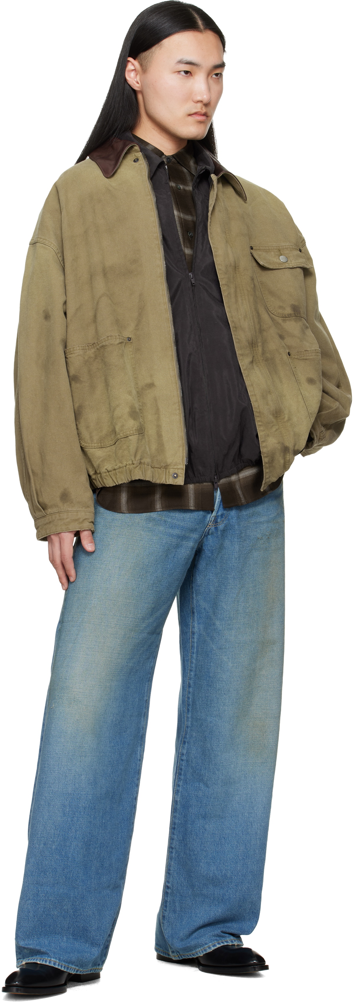 ssstein Khaki Sulfur Dyed Oxford Vintage Jacket ssstein
