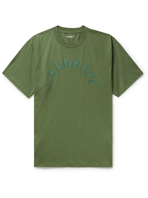 Photo: CARHARTT WIP - Logo-Print Organic Cotton-Jersey T-Shirt - Green