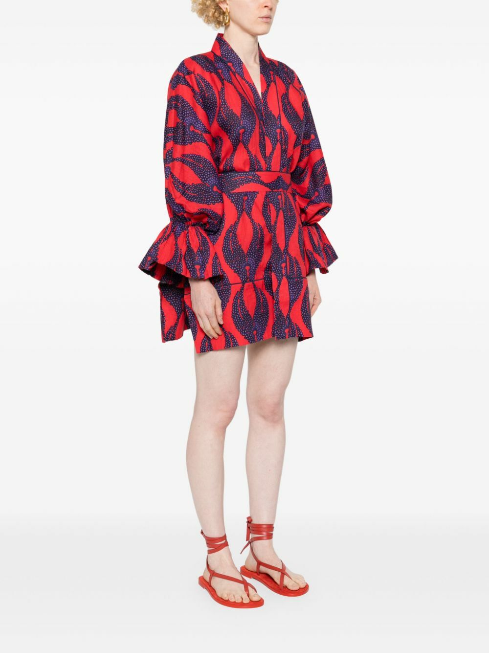 Maison La Plage Red Ravello Linen Mini Dress