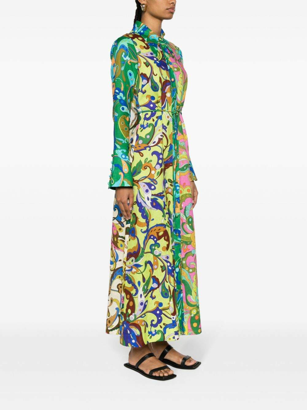 ALEMAIS Green Yvette Paisley-Print Dress ALMAIS