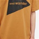 And Wander Men's Big Logo T-Shirt in Dark Beige