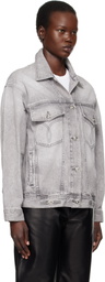 Versace Gray Oversized Denim Jacket