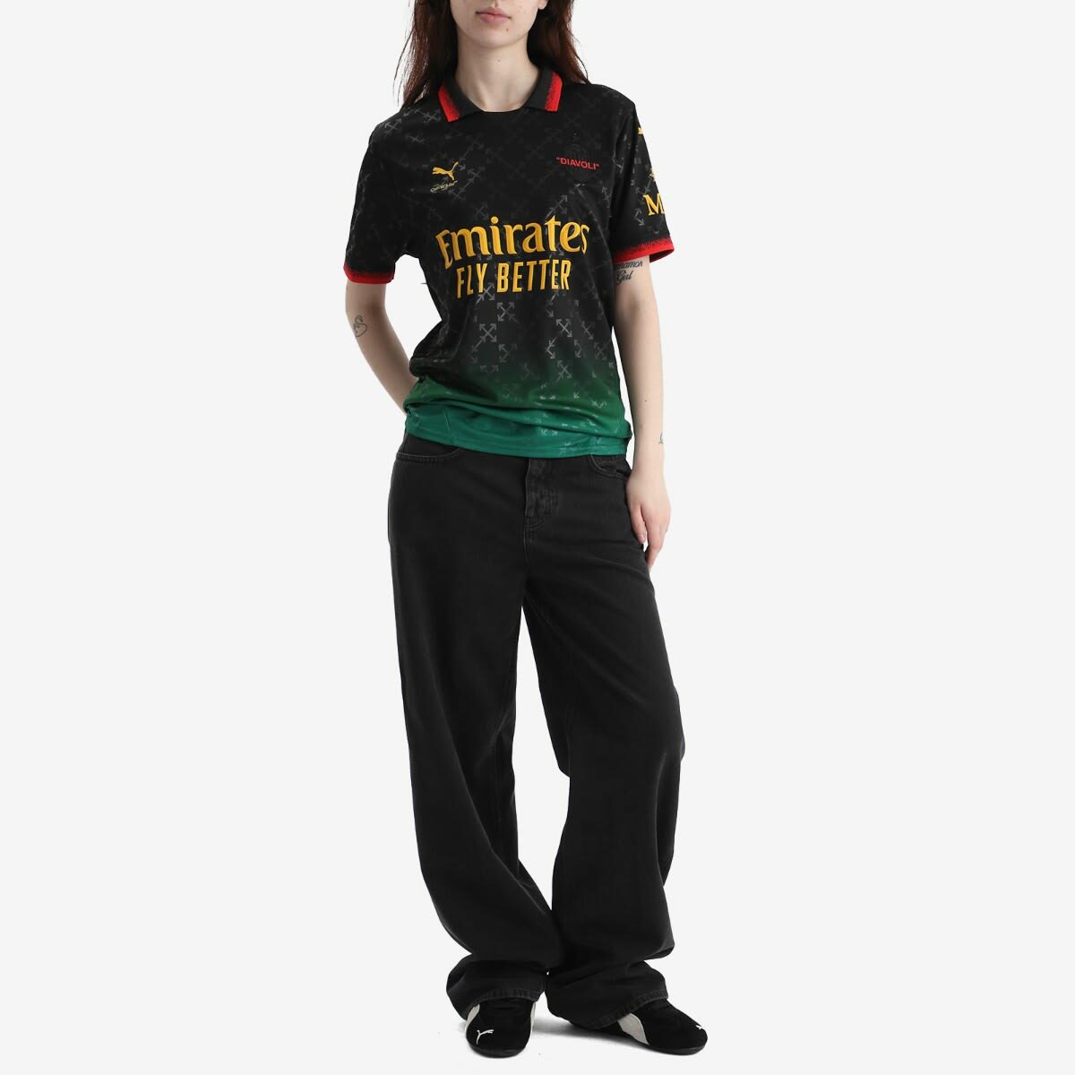 Puma x AC Milan x Off-White Jersey in Black/Power Green