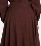 Loro Piana Petra pleated wool, silk, and linen midi skirt