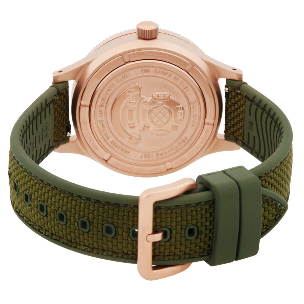 Bulova Mil Ships 150th Anniversary Special Edition Automatic Green Dial Watch 98A324