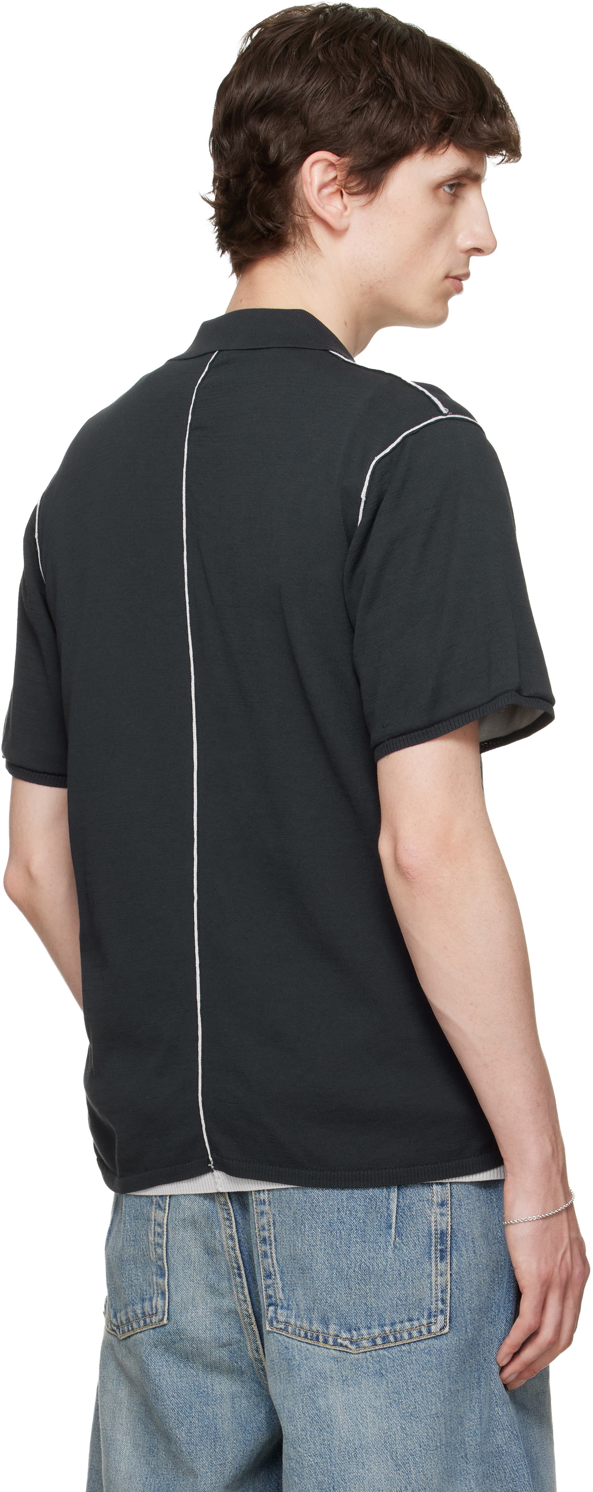 Won Hundred Black Jonas Two Layer Knit Polo