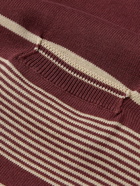 KAPITAL - Carol Striped Cotton-Blend Polo Shirt - Burgundy